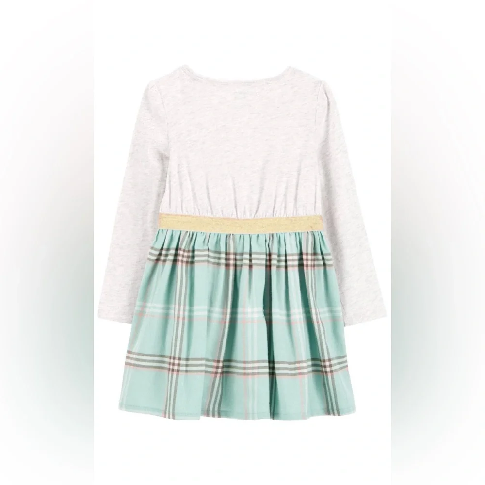 24M Carter's Plaid Green and Creme Toddler Jersey Plaid Dress